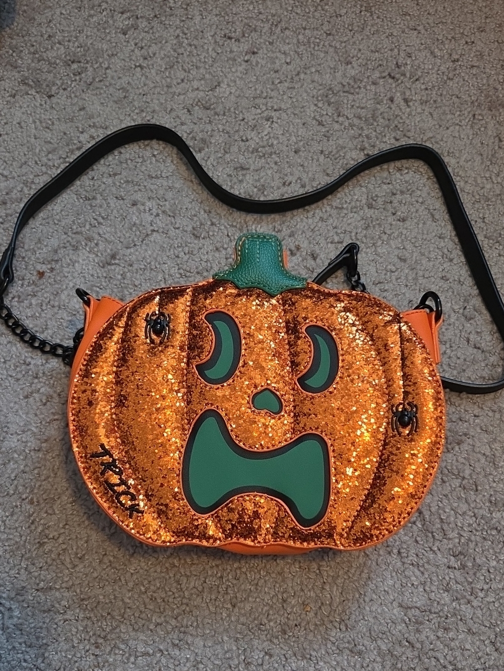 Betsey Johndon Orange Glitter Pumpkin Crossbody Purse